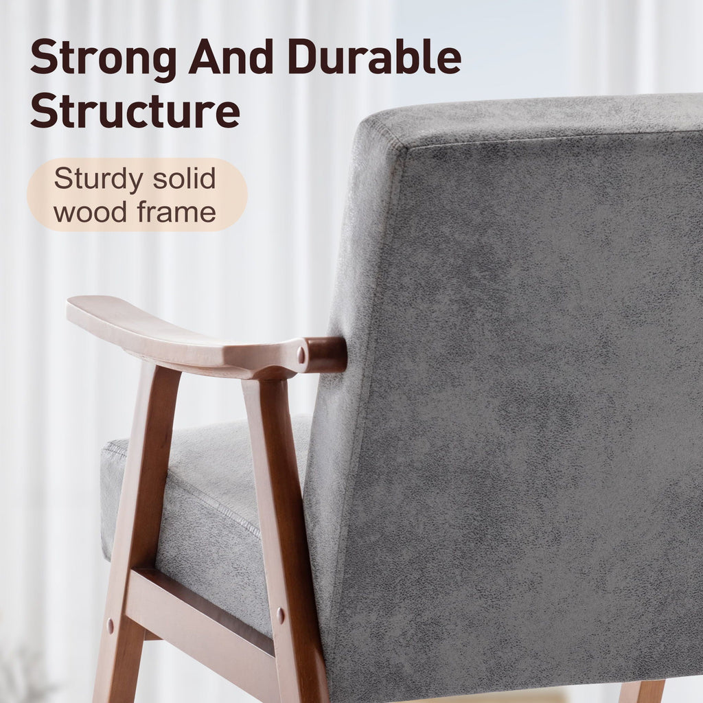 Mid Century Modern Accent Chair With Solid Wood Frame