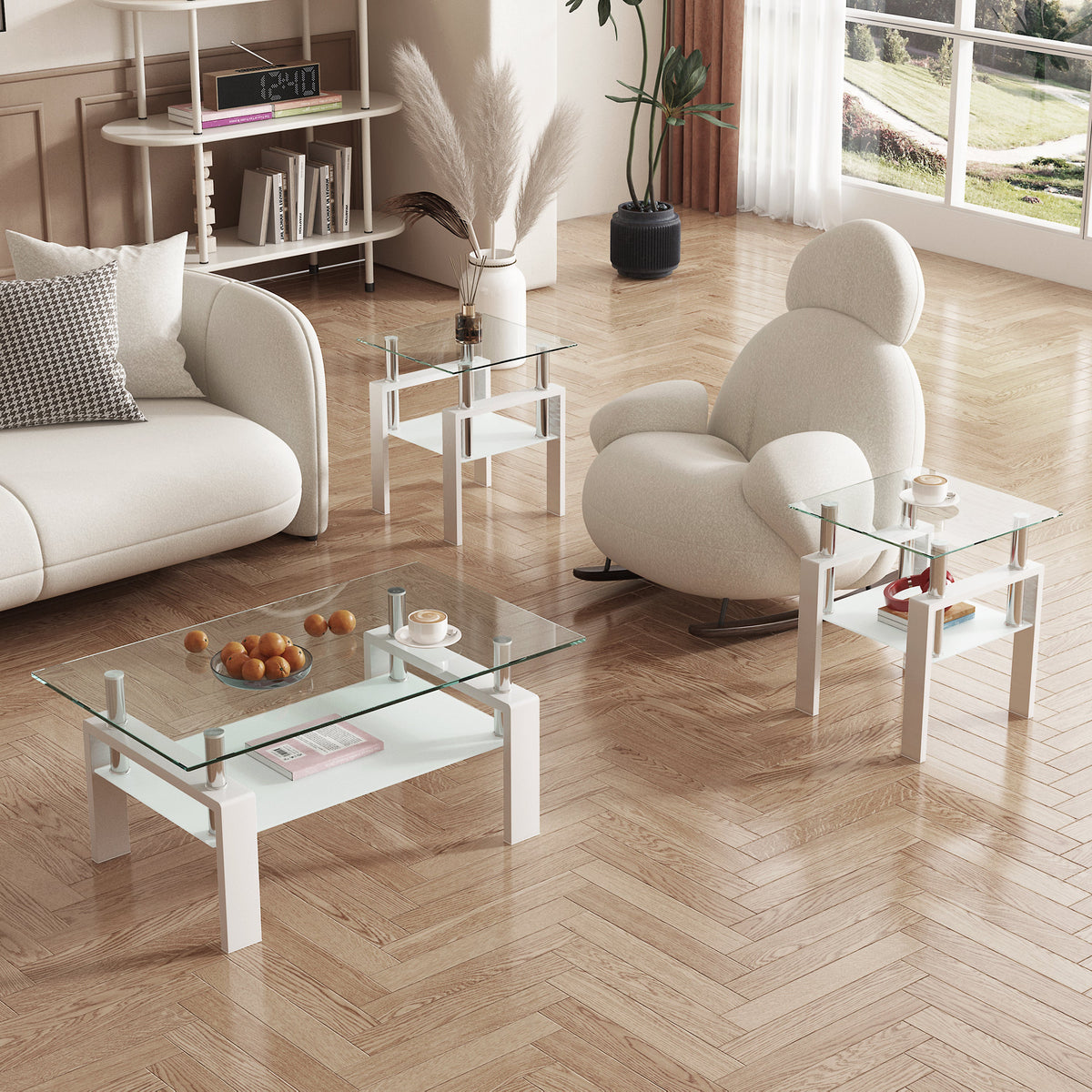 Modern Tempered Glass Tea Table Coffee Table End Table