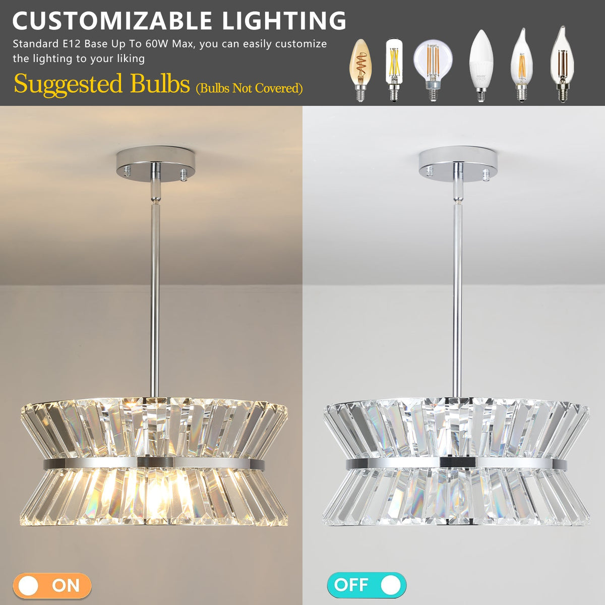 Modern Crystal Chandelier for Living-Room Round  Cristal Lamp