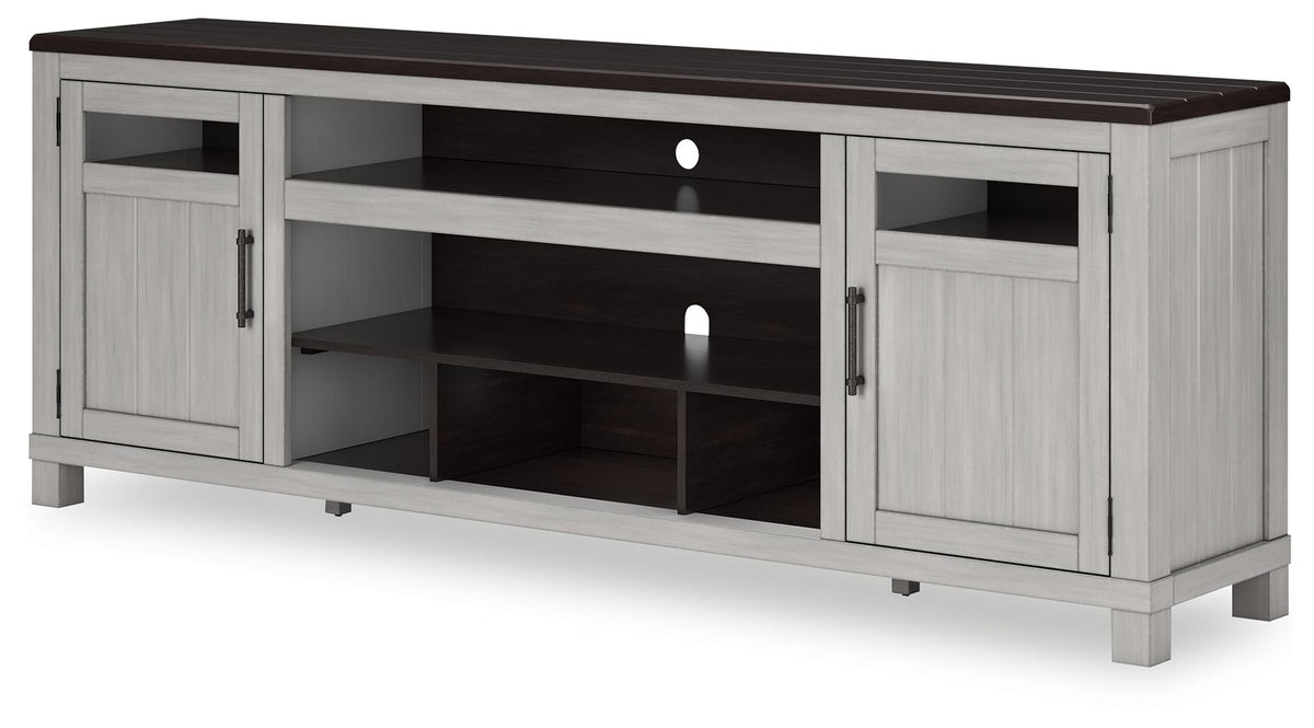 XL TV Stand W/Fireplace Option - Gray / Brown