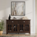 60 Inch Wide Solid Wood Large Sideboard Buffet in Brunette