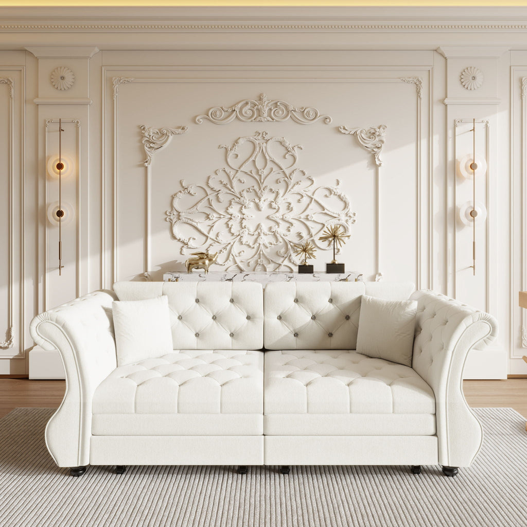 Oversized Chesterfield Pull Out Sofa Bed with Flower Tufting