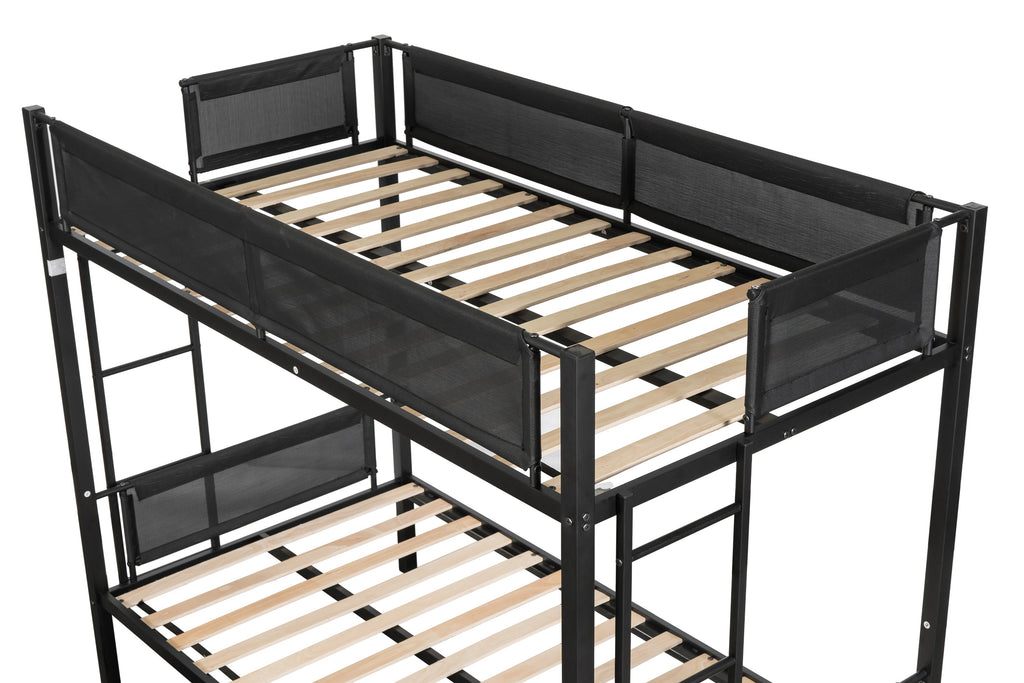 Metal double bed with casters/sturdy frame/no noise/comfortable guardrail/