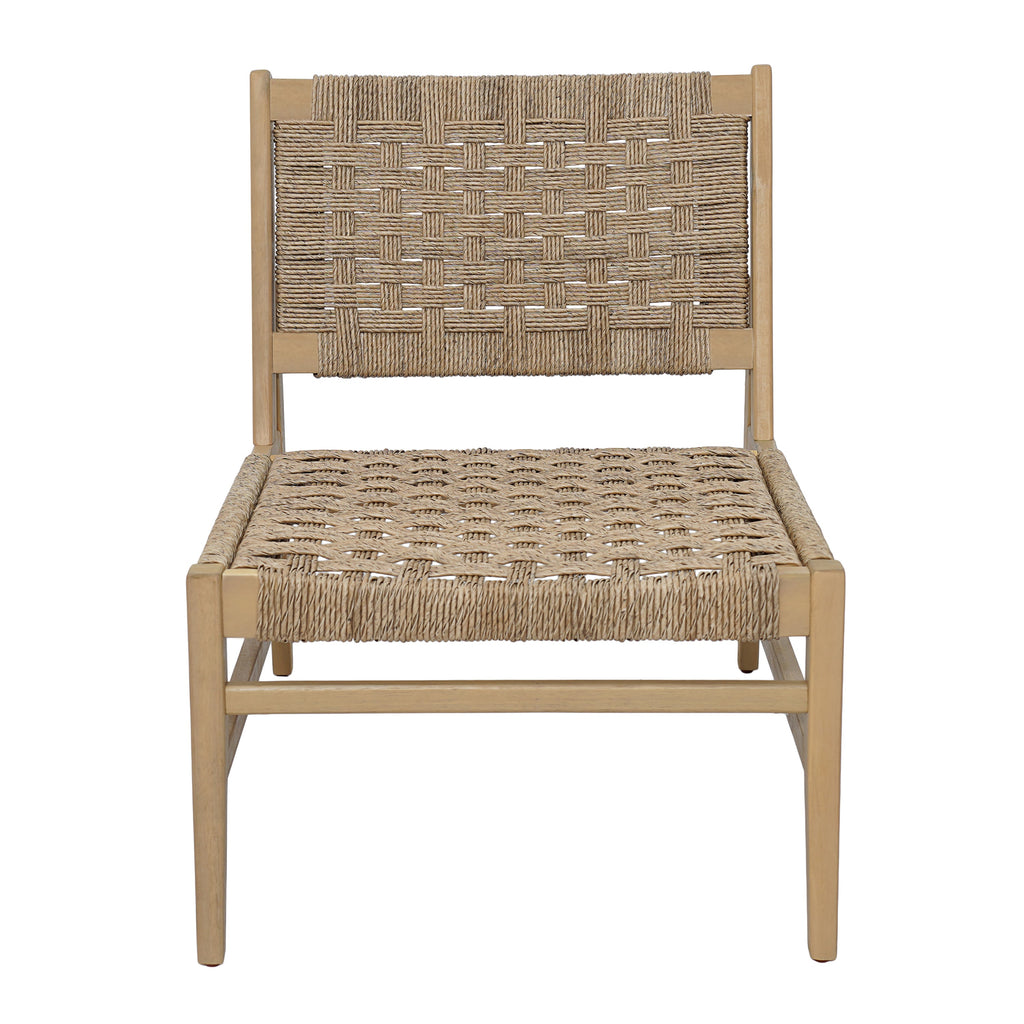 Acacia Wood Patio Club Chair with Wicker - Light Brown or Light Grey