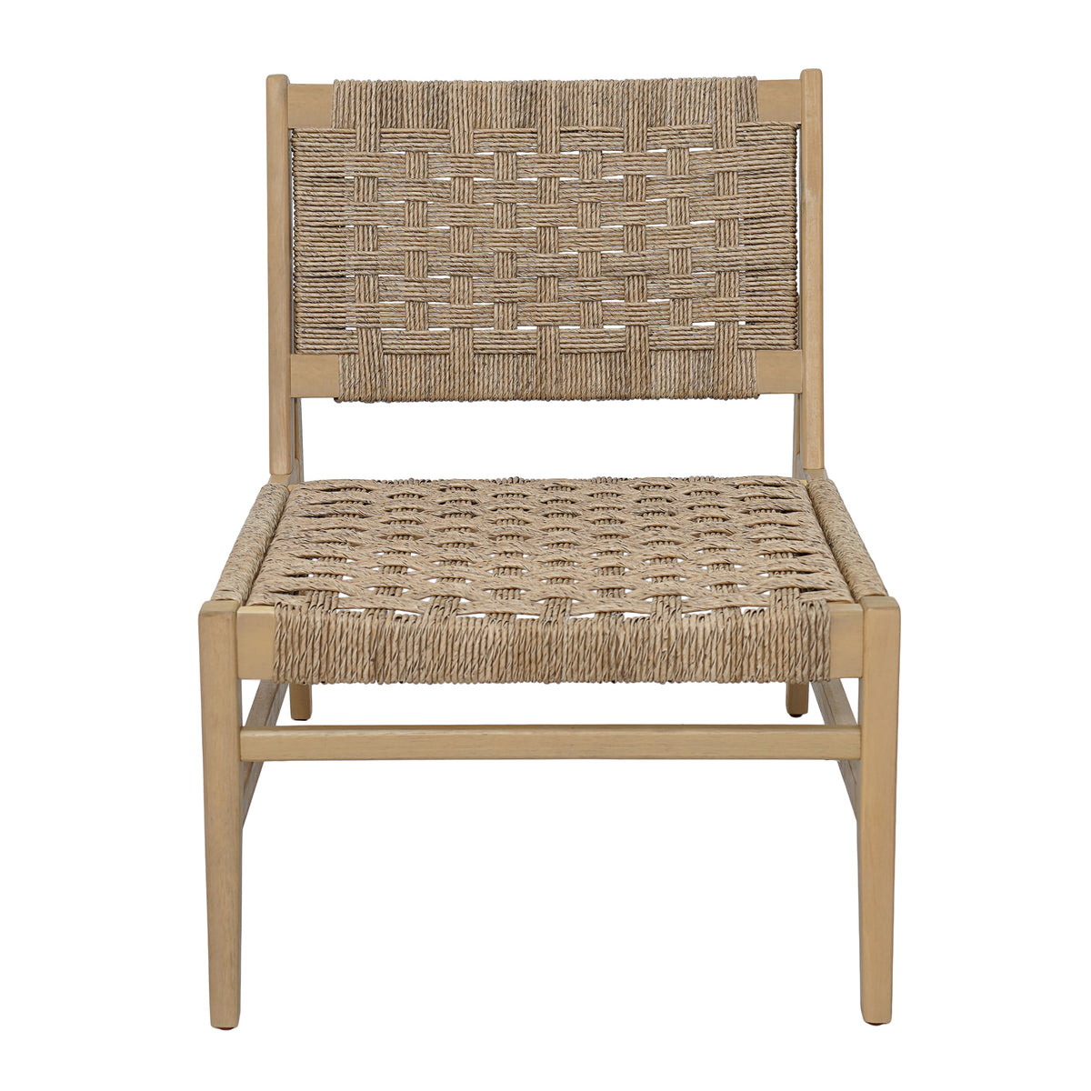 Acacia Wood Patio Club Chair with Wicker - Light Brown or Light Grey