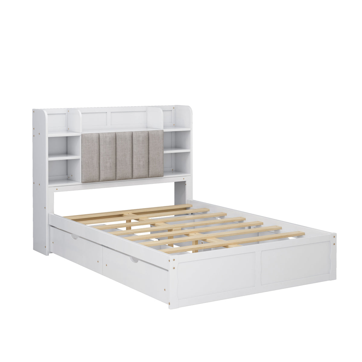 Multi-functional Full Size Bed Frame with 4 Under-bed Portable Storage Drawers