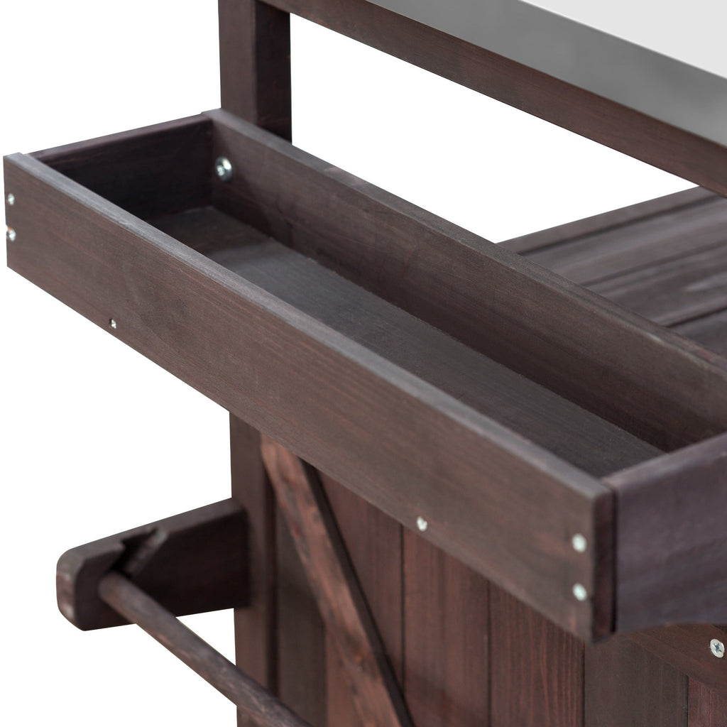 Outdoor Kitchen Island, Rolling Bar Cart & Storage Cabinet