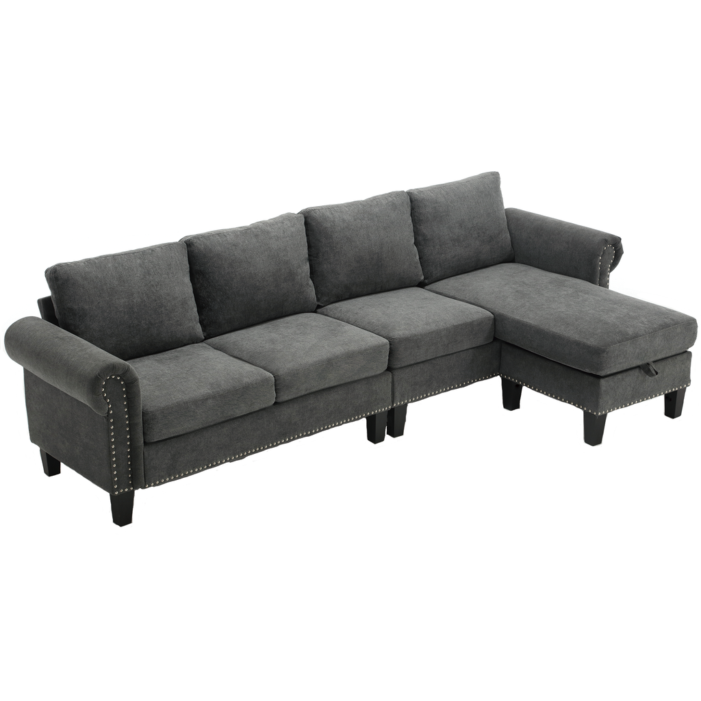 Convertible Sectional Sofa with Storage, L-shaped sofa Modern Linen Fabric