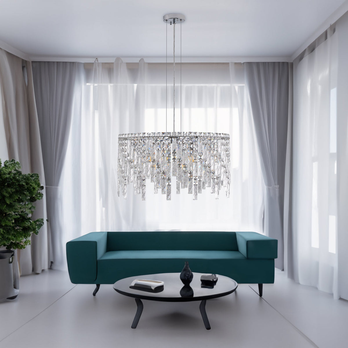 Deluxe round silver crystal chandelier