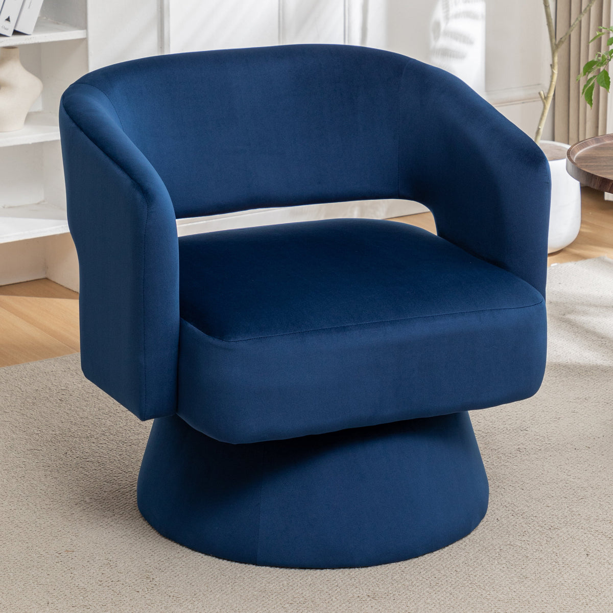 Swivel Barrel Chair, Velvet Accent Armchair 360 Degree Swivel