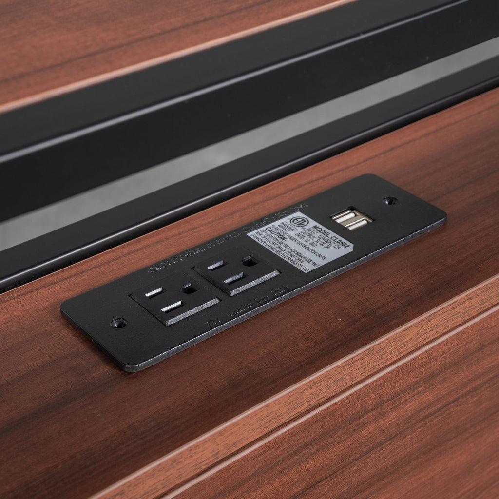 Queen Size Metal Platform Bed Frame with Trundle, USB Ports and Slat Support
