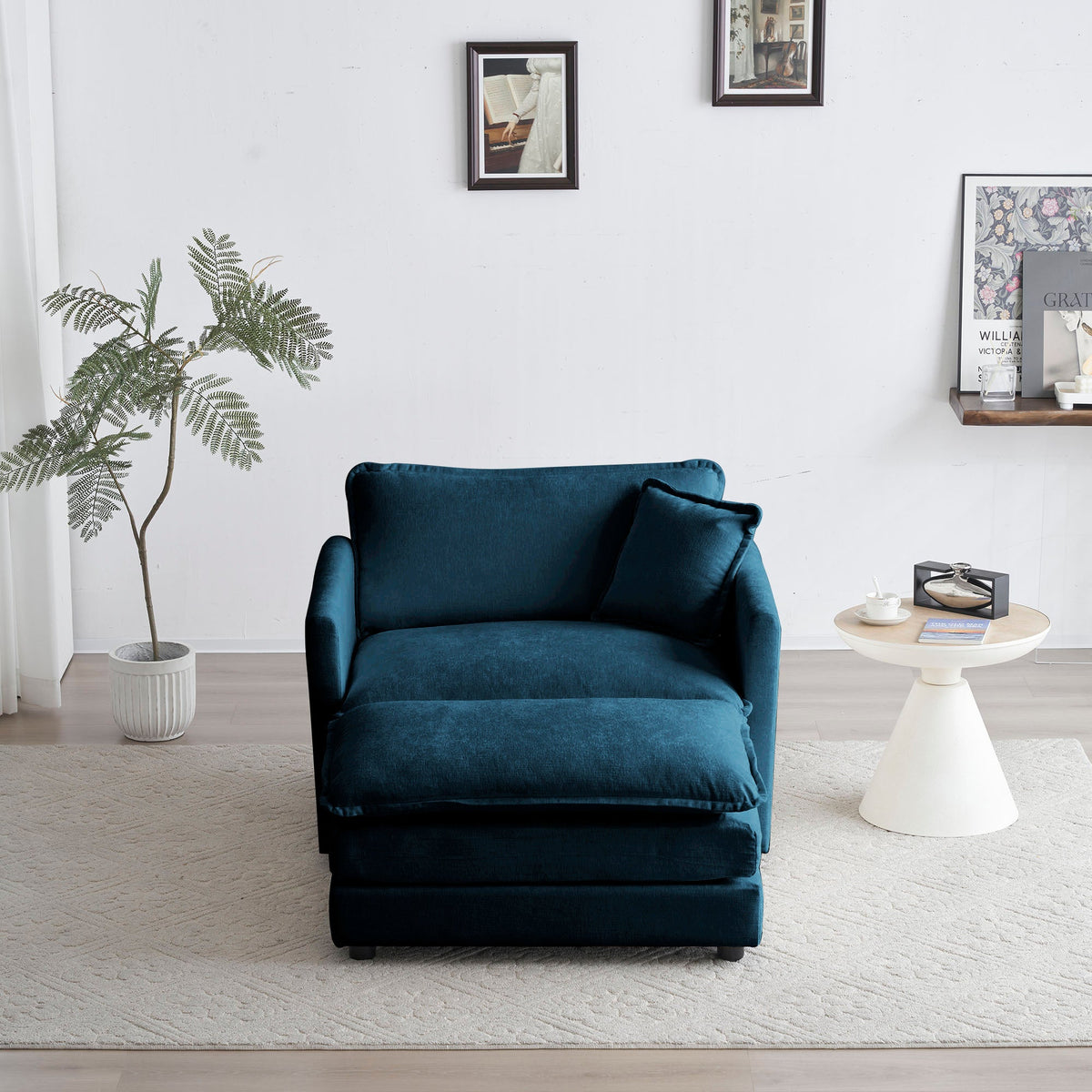 Ottoman modern style Chenille cushioned armchair