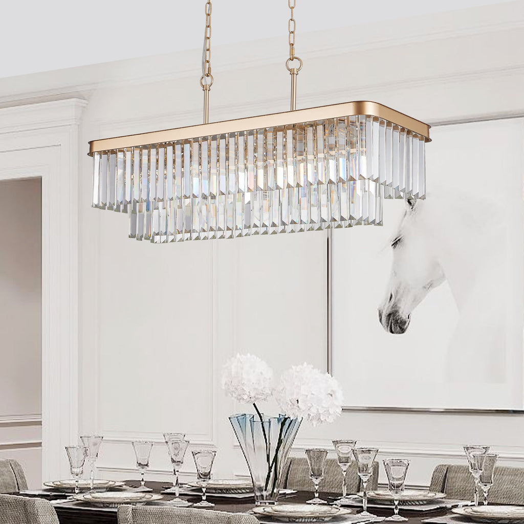 Chandeliers, Rectangular Crystal Chandelier Adjustable