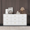 Modern White 9-Drawer Dresser for Bedroom - Ample Storage Wide Chest of Drawers