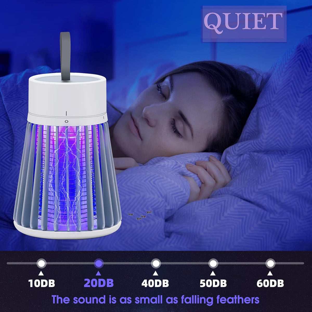 Mosquito Zapper, Rechargeable Bug Zapper with Safety Grid, USB Charging Cordless Design