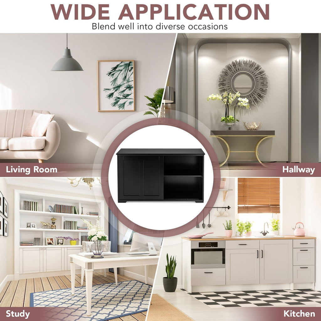 Storage Cabinet with Wood Sliding Door for kitchen or dining room