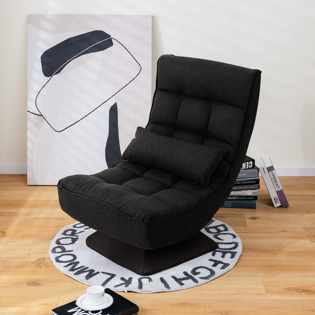 5-Level Adjustable 360° Swivel Floor Chair with Massage Pillow