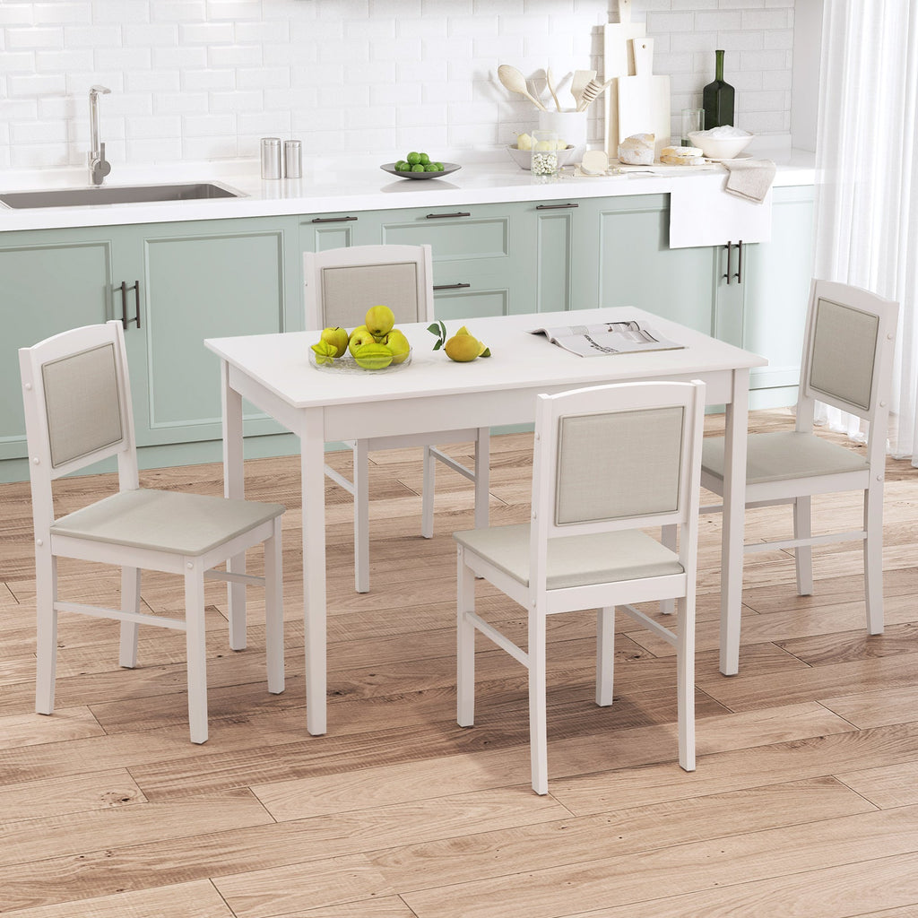 5-Piece Dining Set for 4 with Rubber Wood Legs