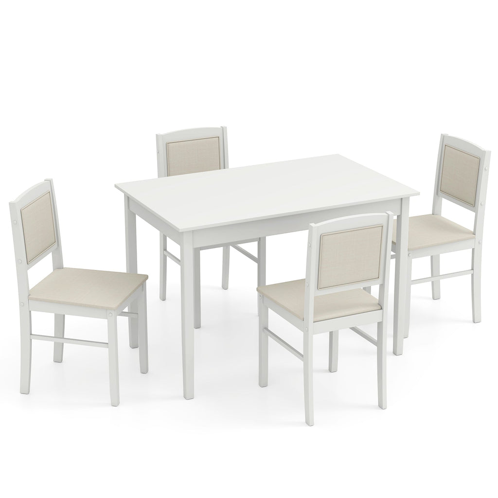 5-Piece Dining Set for 4 with Rubber Wood Legs