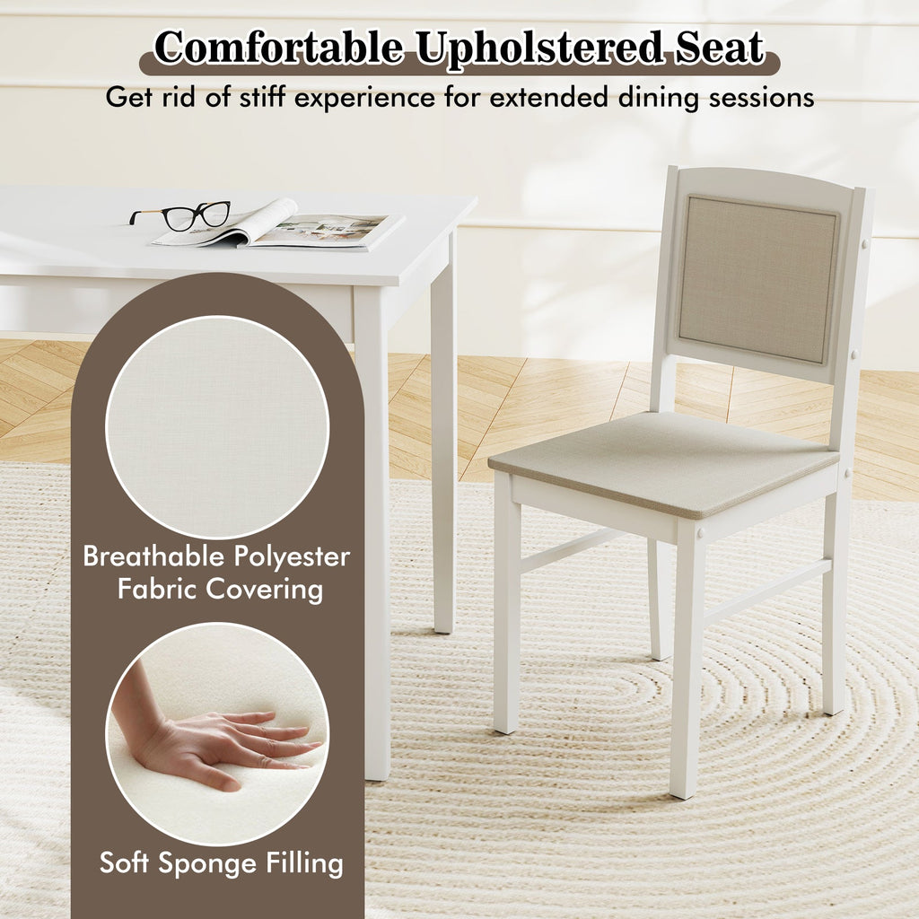 5-Piece Dining Set for 4 with Rubber Wood Legs