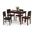 5-Piece Dining Set for 4 with Rubber Wood Legs