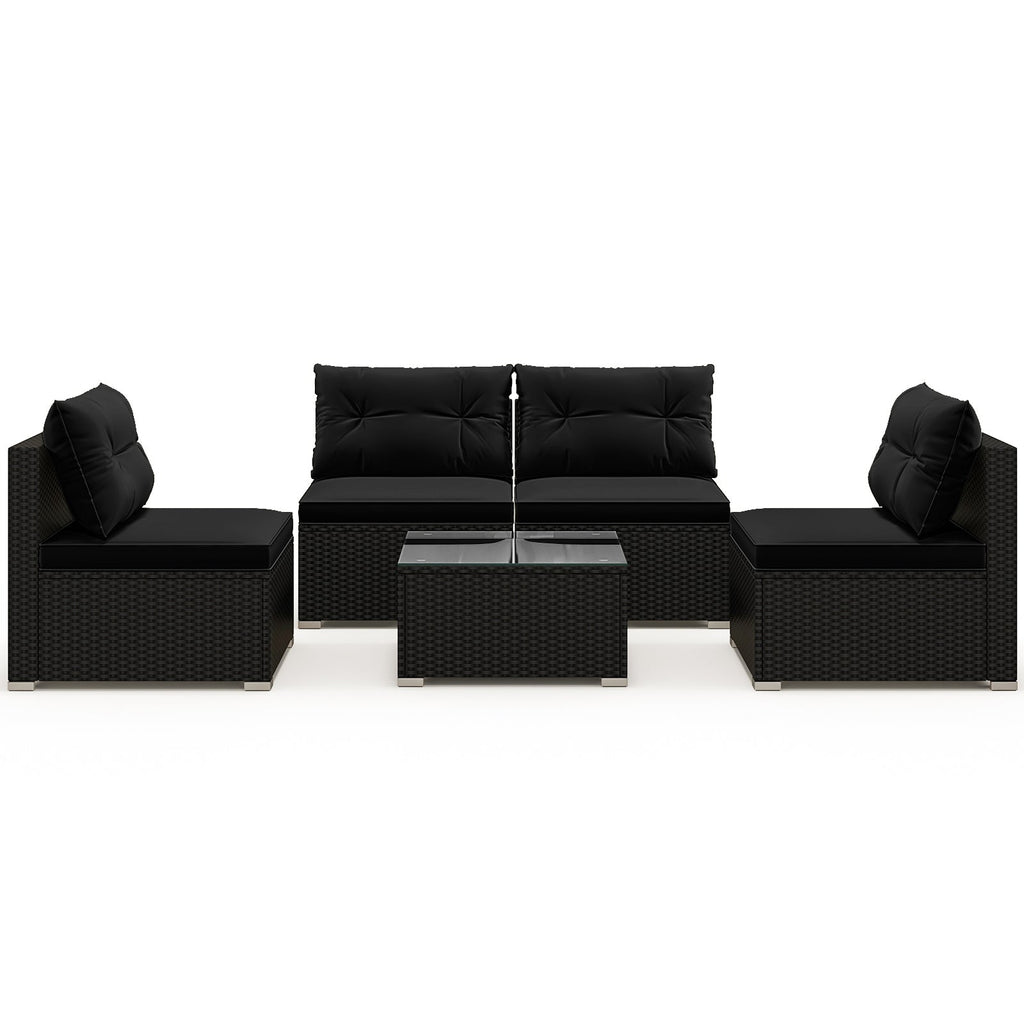 5-Piece Outdoor Patio Furniture Set with Cushions and Coffee Table