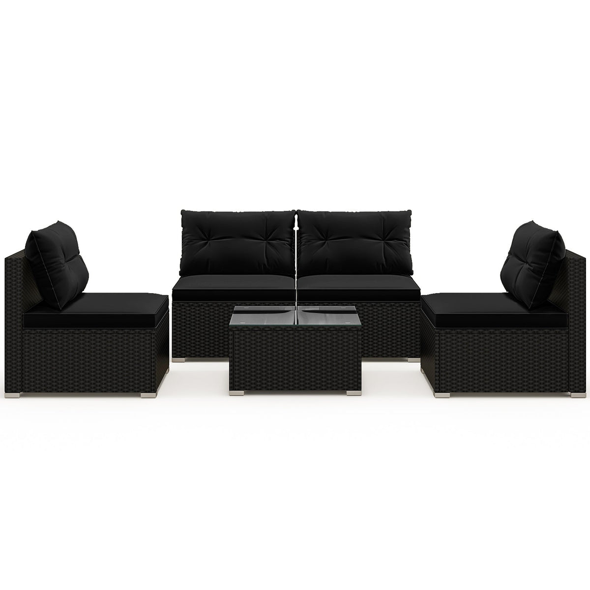 5-Piece Outdoor Patio Furniture Set with Cushions and Coffee Table