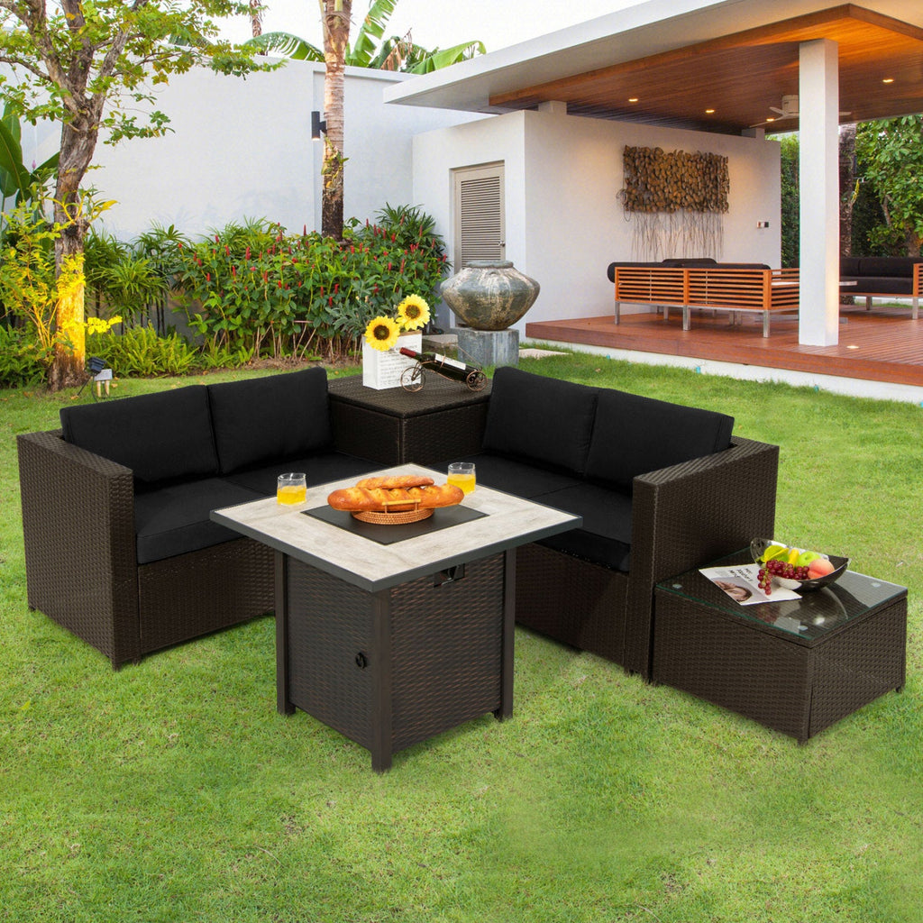 5-Piece Patio Furniture Set with 30 In. Gas Fire Pit Table