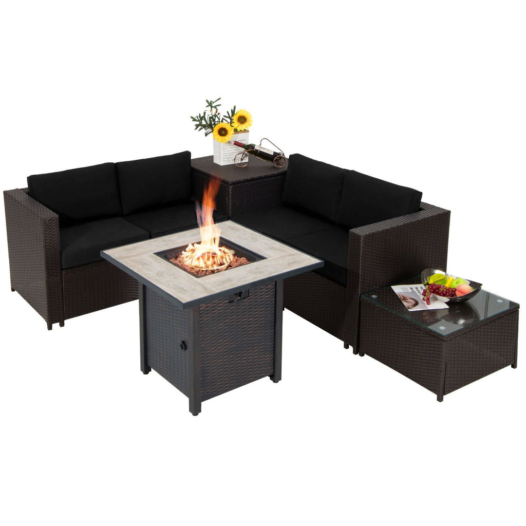 5-Piece Patio Furniture Set with 30 In. Gas Fire Pit Table