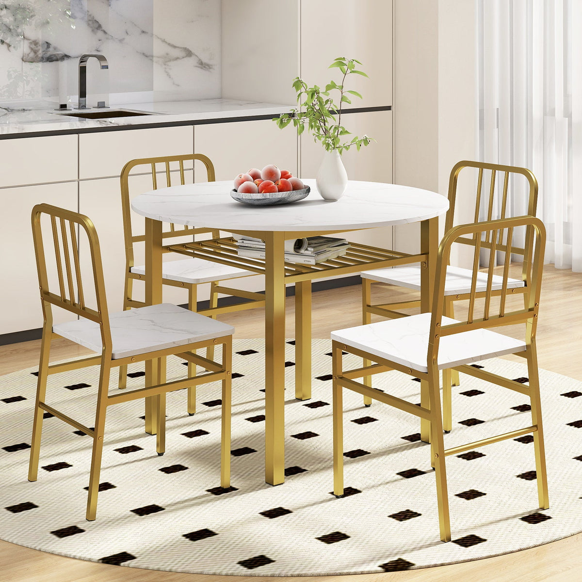 5-Piece Round Dining Table Set