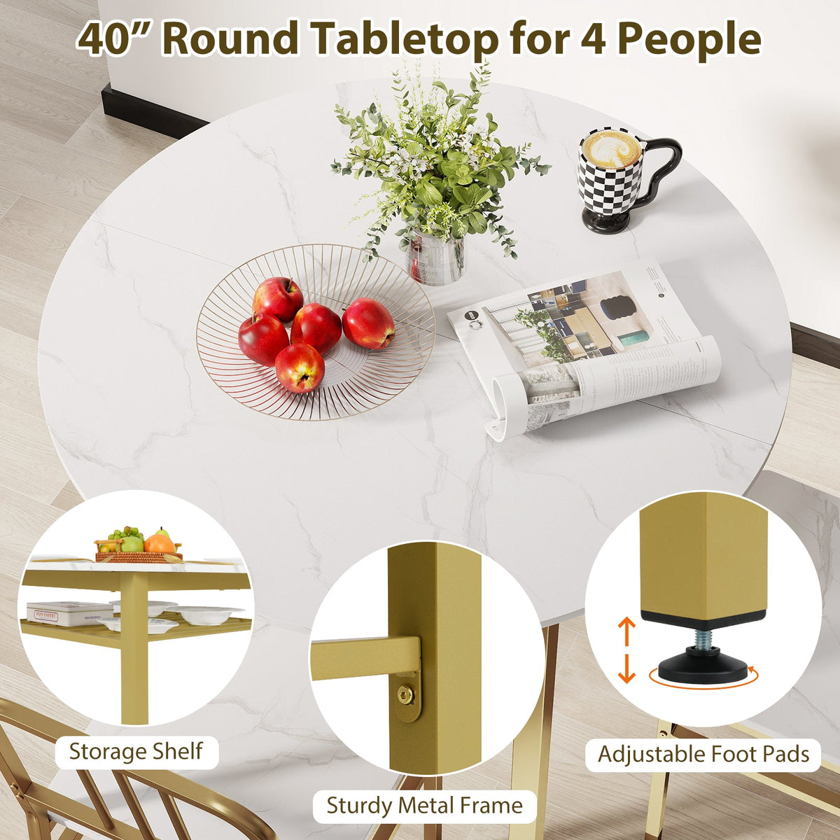 5-Piece Round Dining Table Set