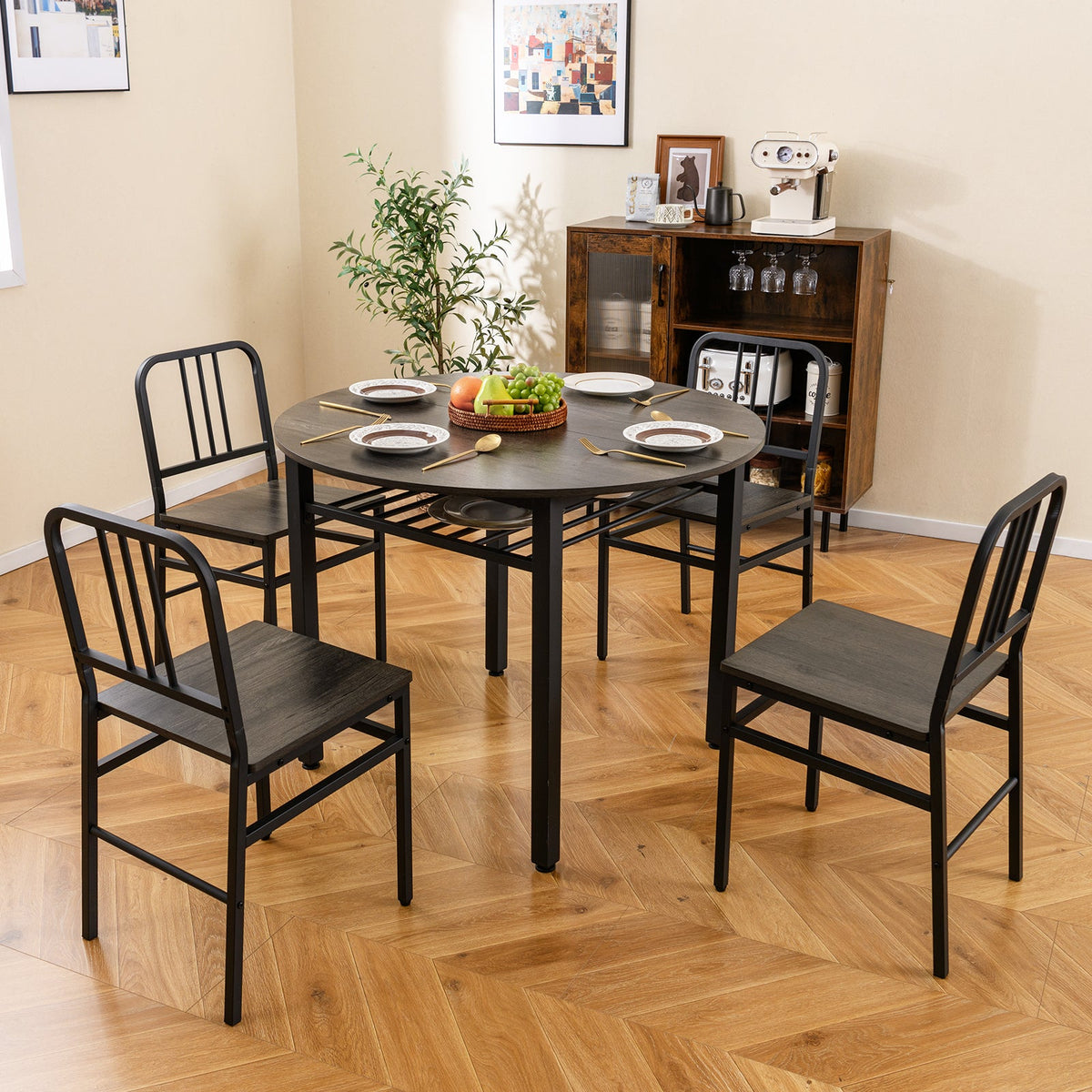 5-Piece Round Dining Table Set
