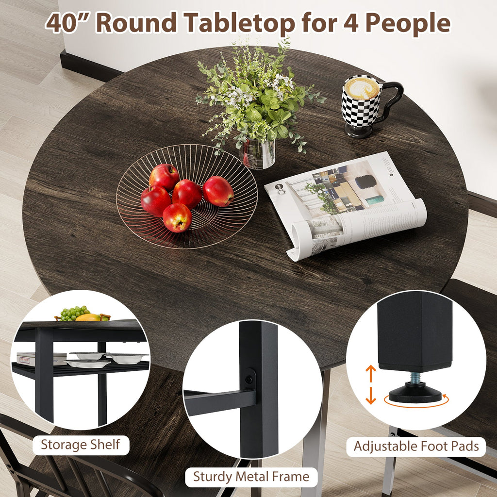 5-Piece Round Dining Table Set