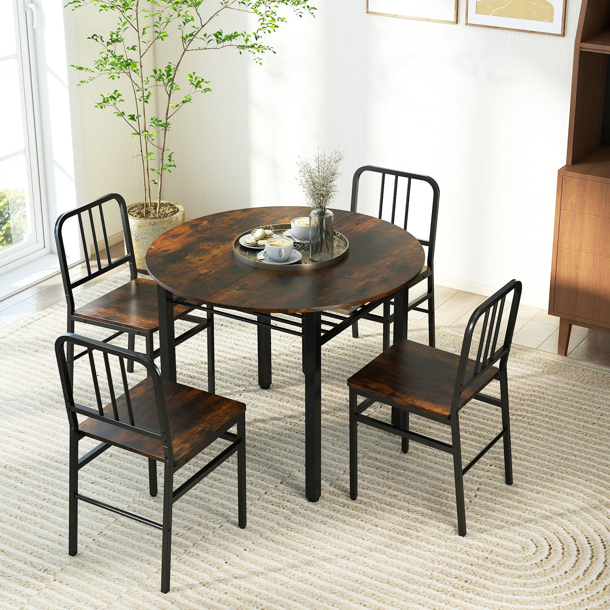 5-Piece Round Dining Table Set