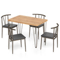 5-Piece Dining Table Set with 4 Armless Chairs-Black
