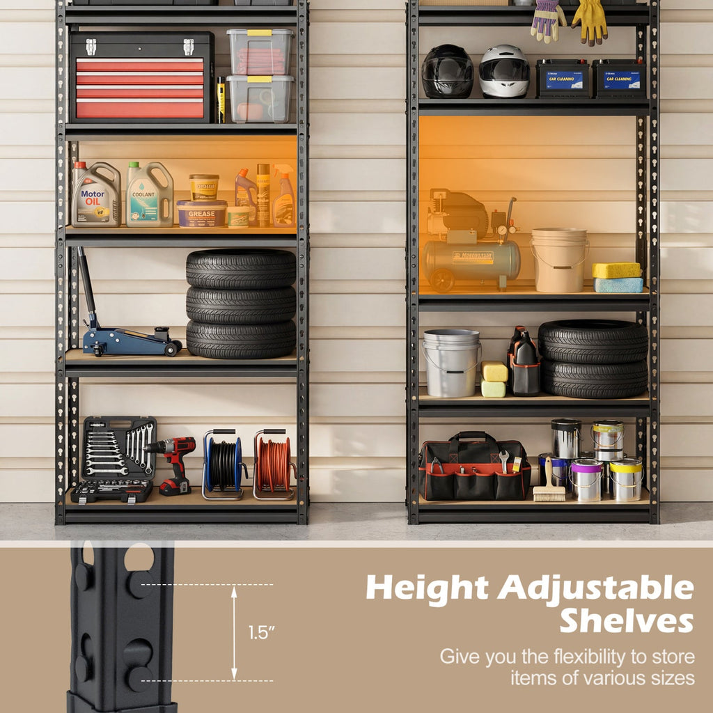 5-Tier Garage Shelving Unit 2200 LBS Metal Storage Shelves Adjustable