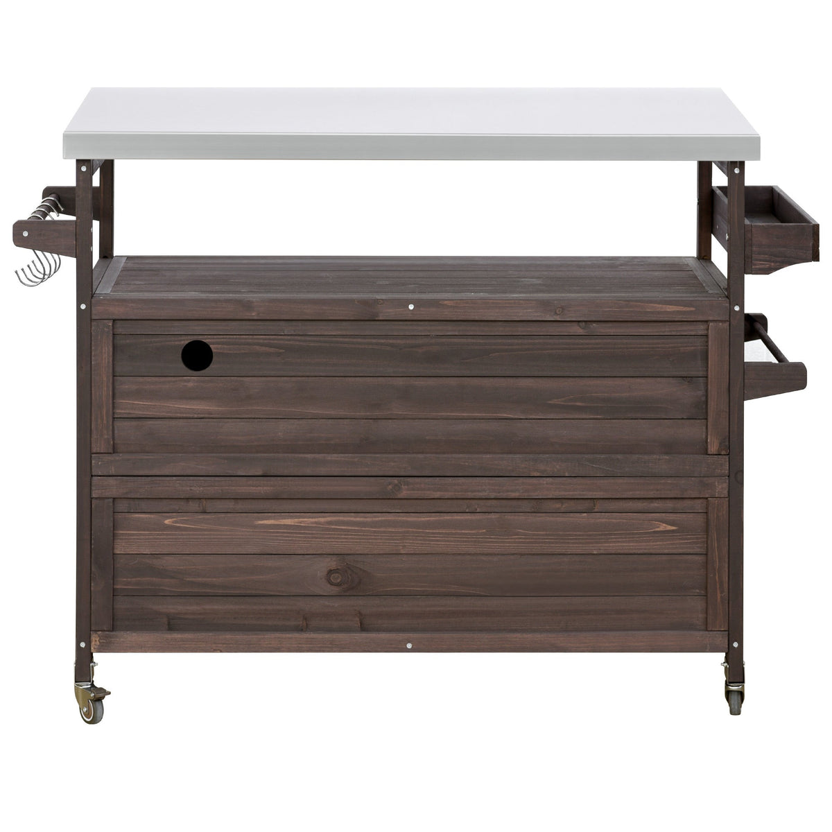 Outdoor Kitchen Island, Rolling Bar Cart & Storage Cabinet