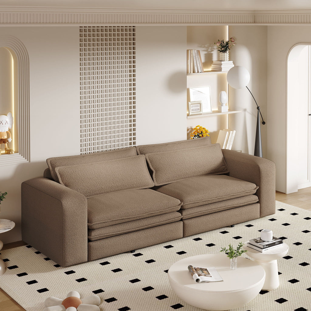 King Size Sleeper Pull Out Sofa Bed, 3 In 1 Convertible Chaise Lounge With 2 Pillows