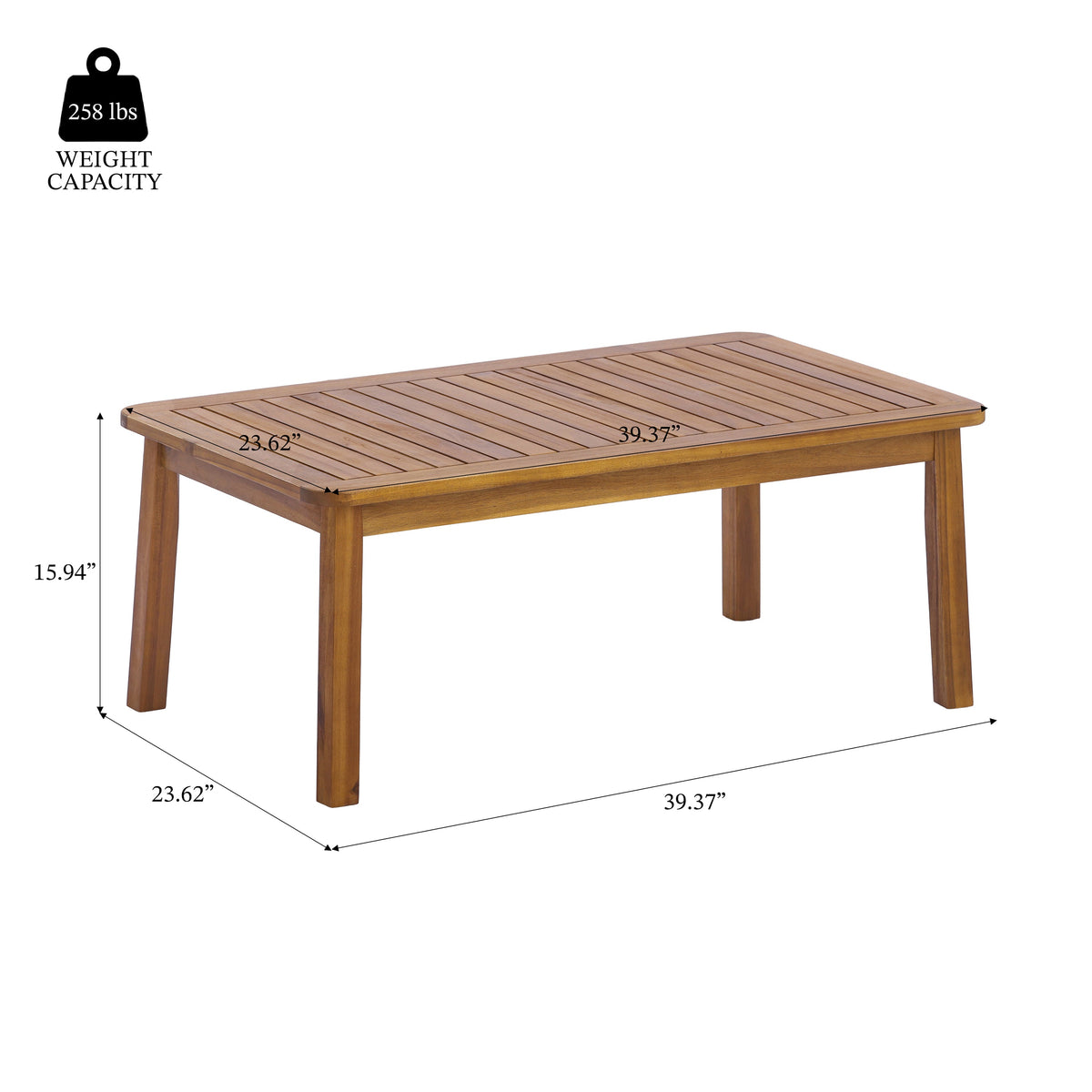 Teak 4-Piece Outdoor Sofa Set with Cushions - Patio Furniture