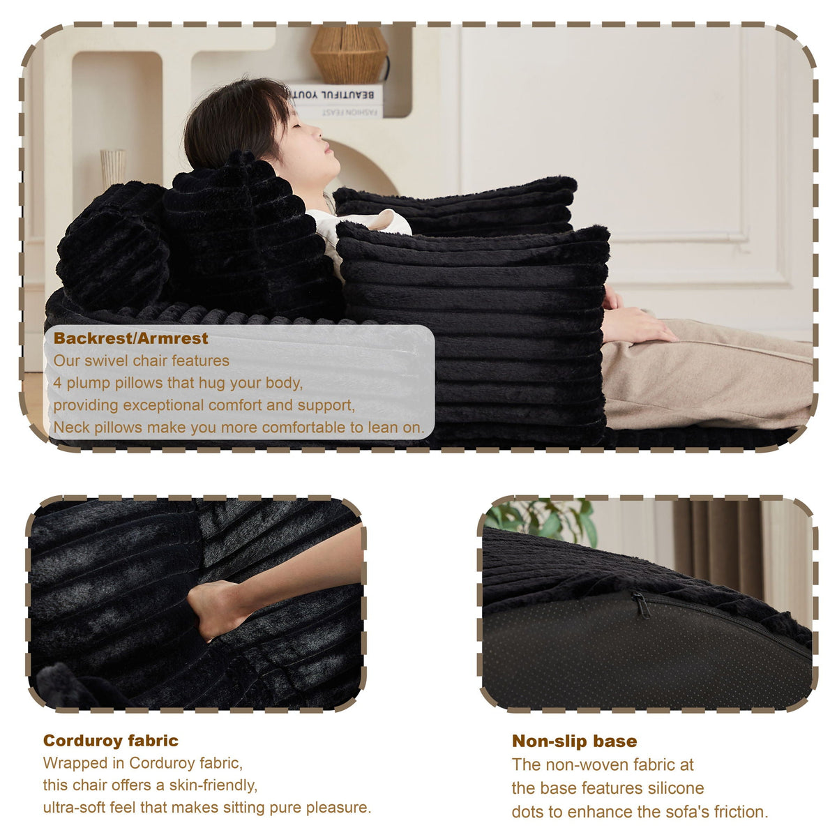Modern Single Sofa With Backrest Pillow