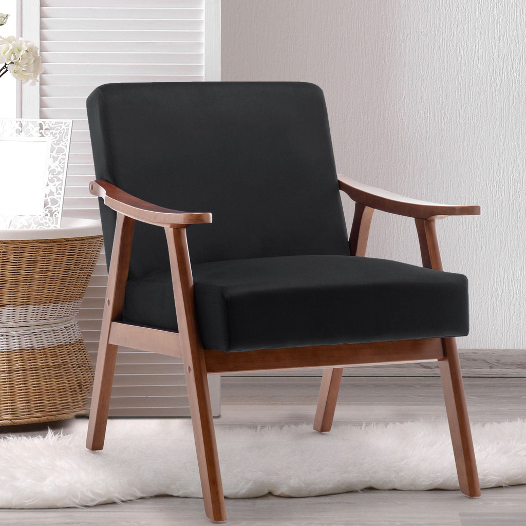 Mid Century Modern Accent Chair With Solid Wood Frame