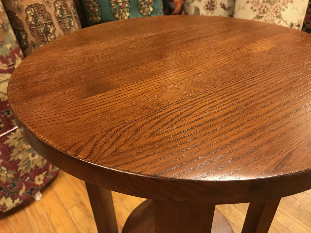 Mission Style Oak Round End Table