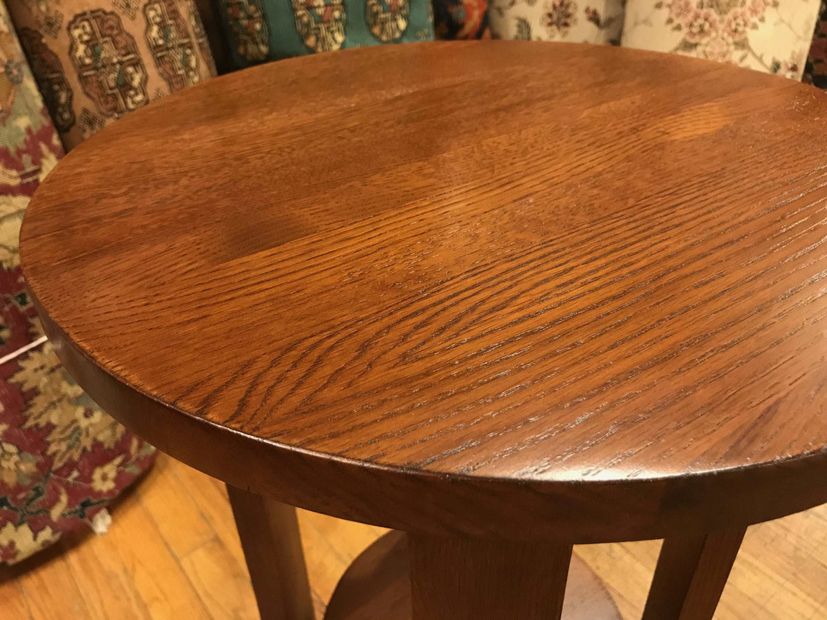 Mission Style Oak Round End Table
