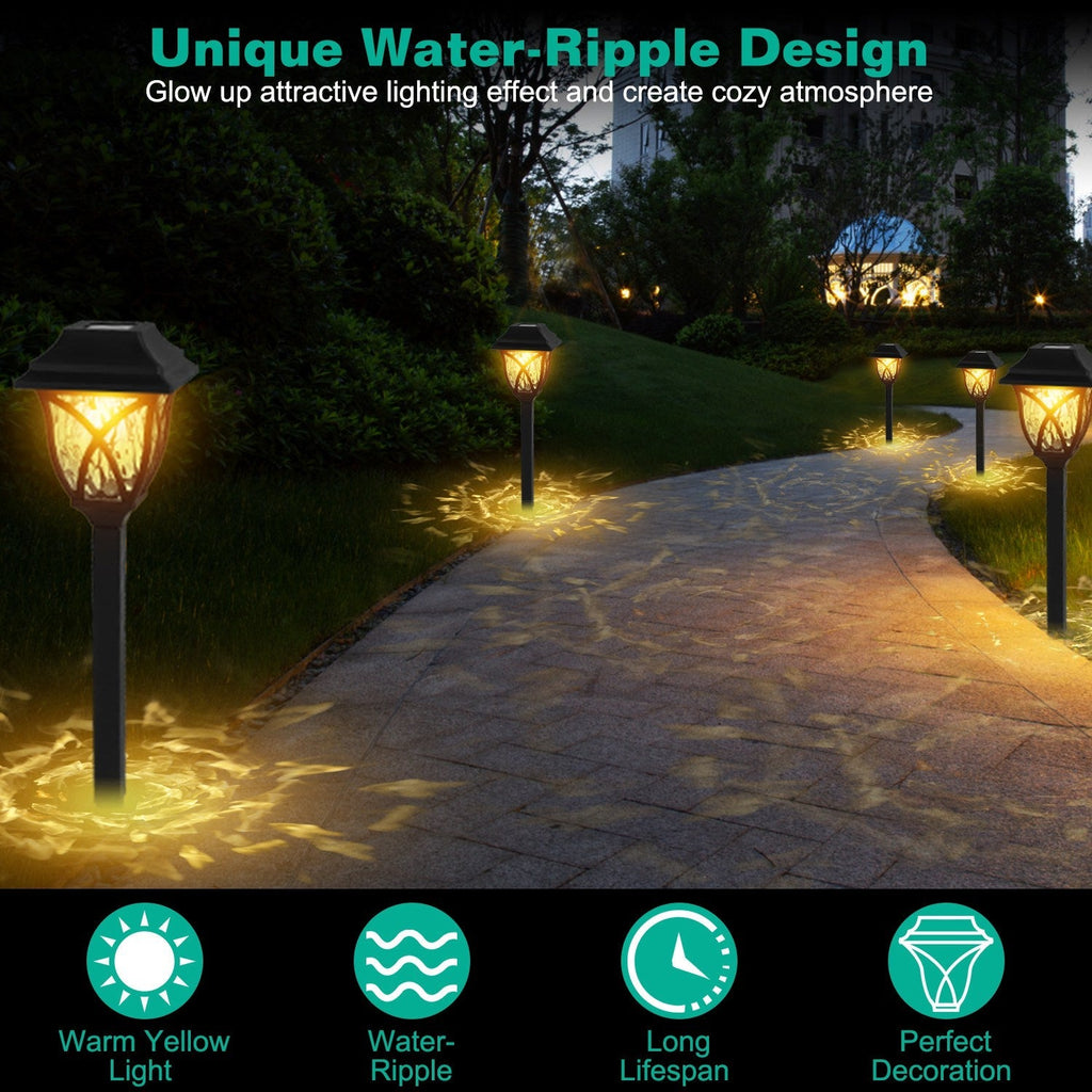 6Pack Solar Powered Stake Light Decorative Landscape Lamp IP45 Waterproof Auto On Off