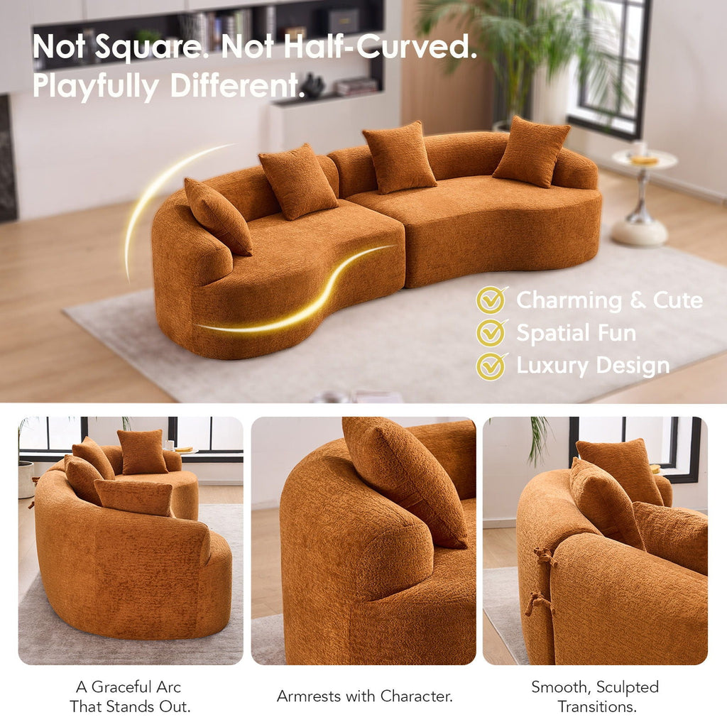 4 Seater Sofa With Fabric, Full Sponge, 4 Pillow, Sleeper Sectional
