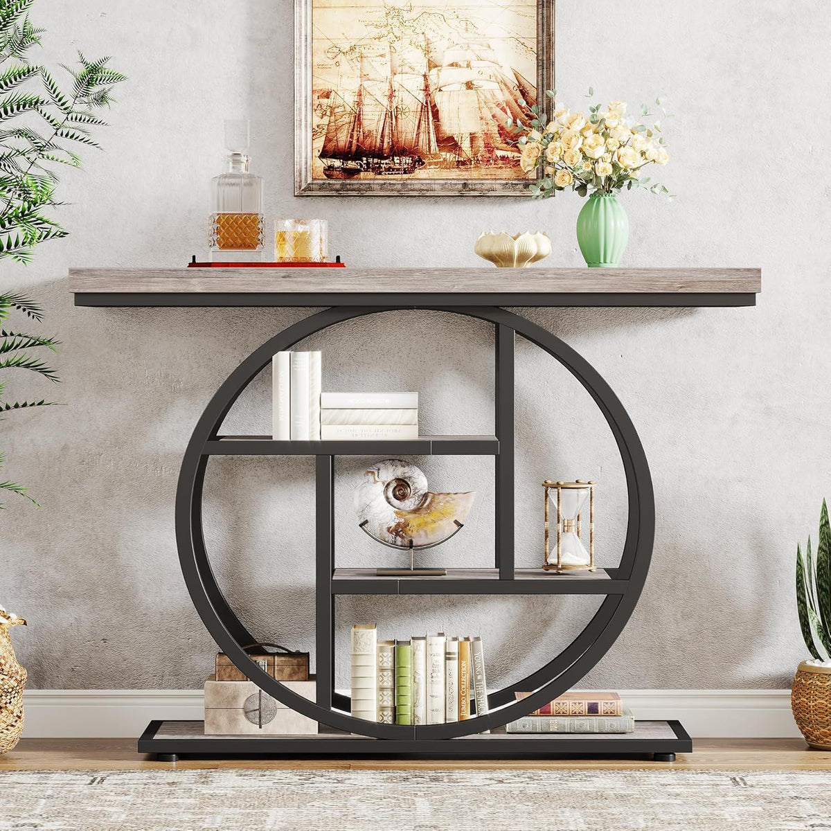 Console Table With 4 Tier Design For Living Hallway