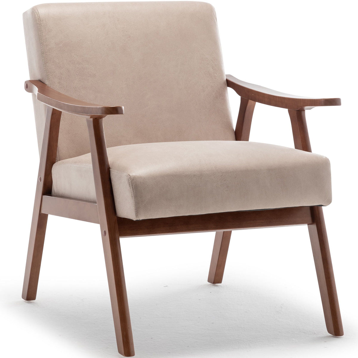 Mid Century Modern Accent Chair With Solid Wood Frame