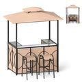 6.5 x 4 x 8 FT Grill Gazebo Set with 2 Bar Stools and Bar Table