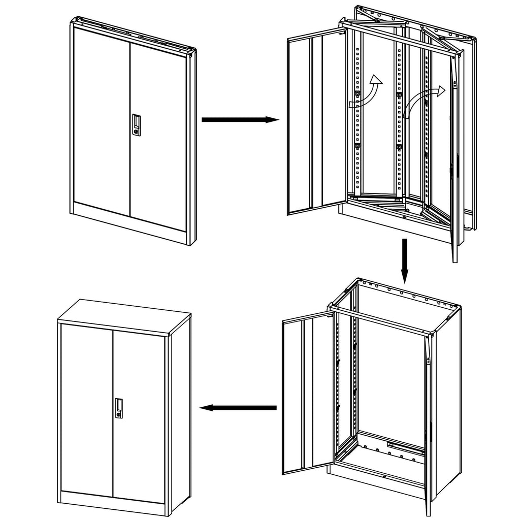 Metal Storage Cabinet With Locking Doors And Adjustable Shelf