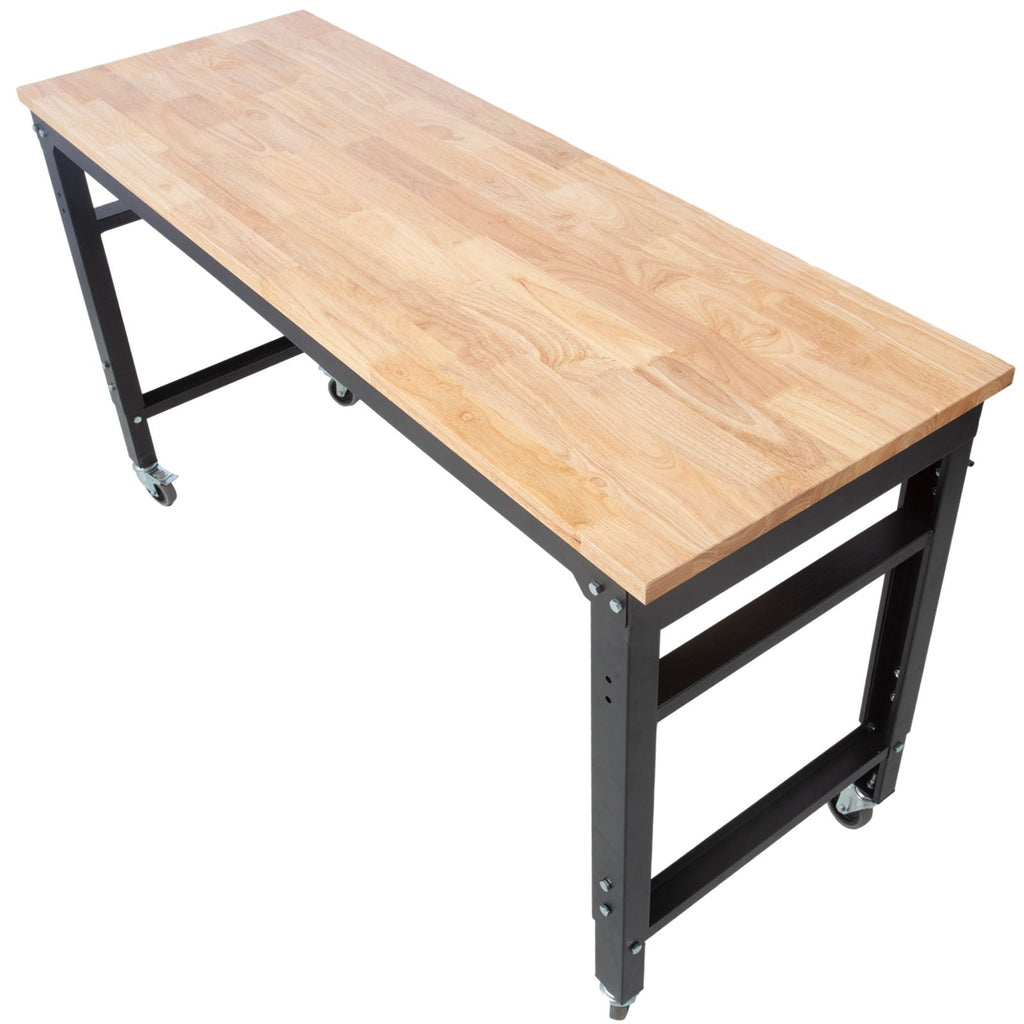 Wide Rolling Workbench For Garage, Adjustable Height